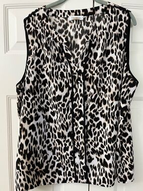 Calvin Klein Sleeveless Animal Print Blouse